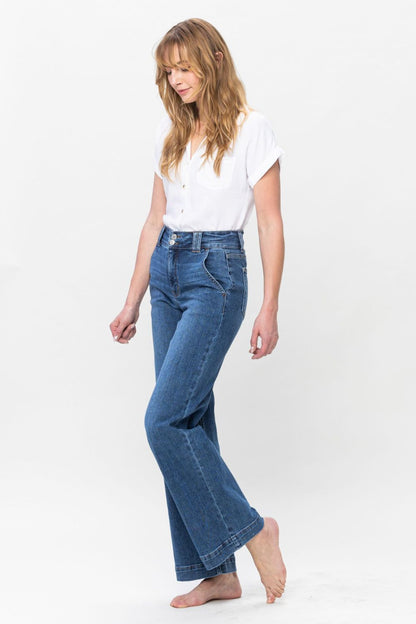 Judy Blue Double Button Wide Leg Jeans (0-24W)