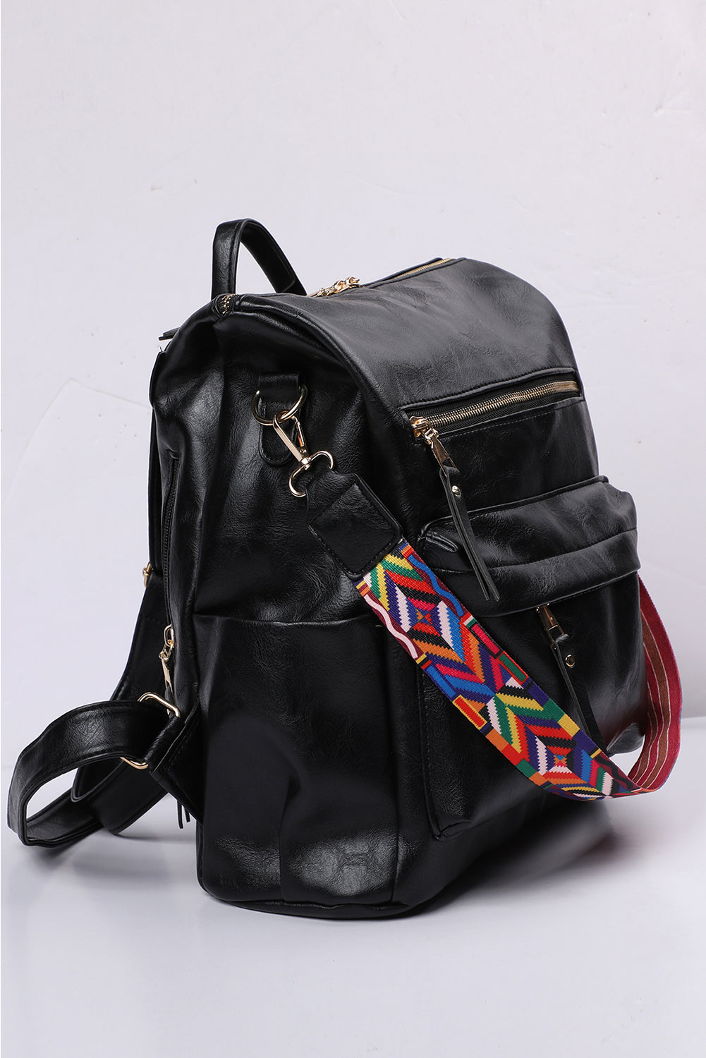 Dark Grey Aztec Strap Backpack