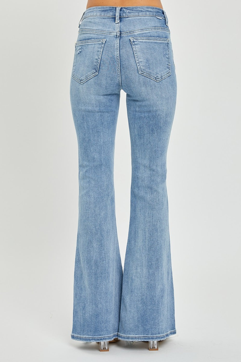 Risen Light High Rise Frayed Hem Flare Jeans (0-15)