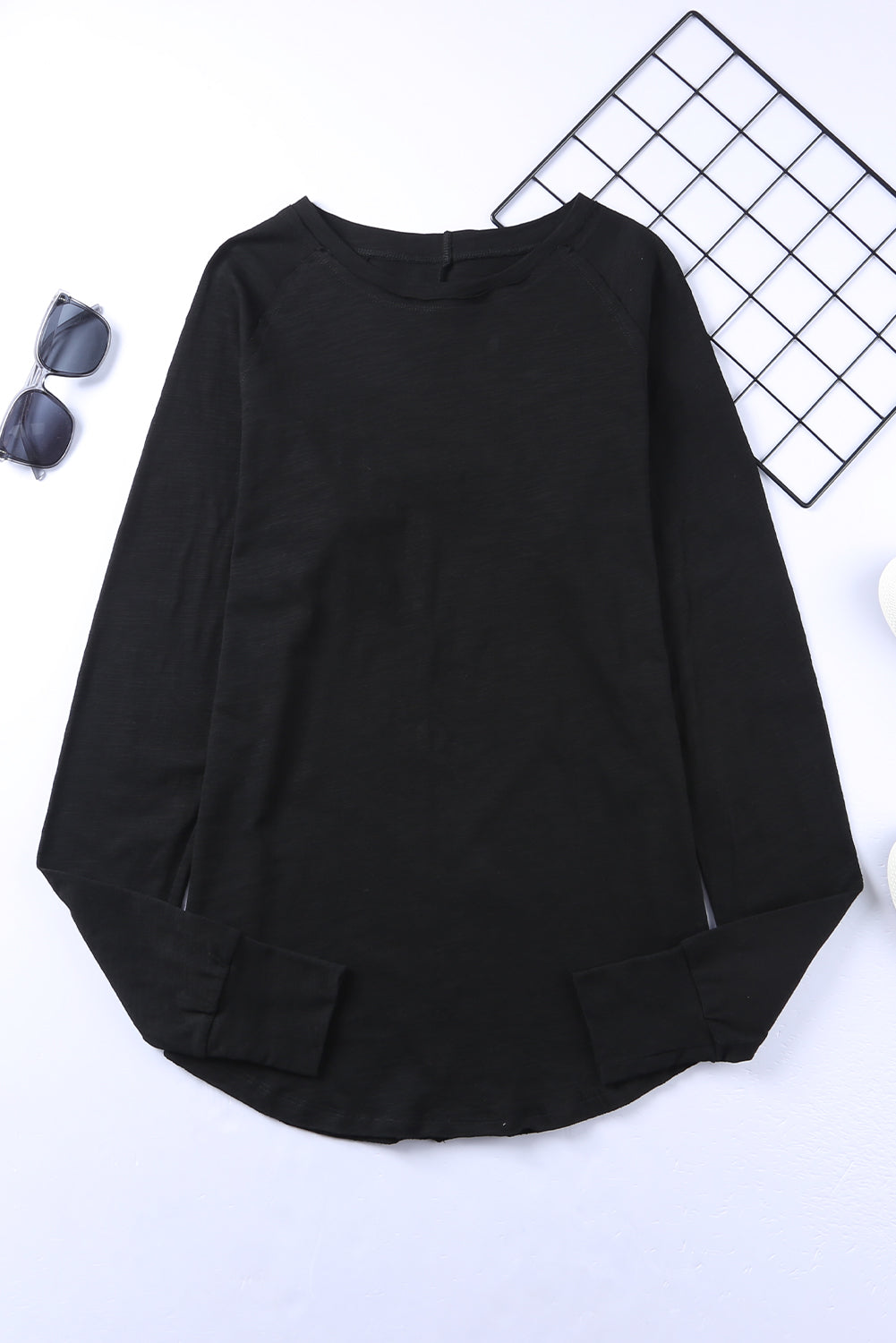 Blank Black Thumbhole Long Sleeve Top (S-2XL)