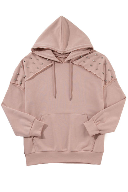 Stud Detail Kangaroo Drawstring Hoodie (S-2XL)