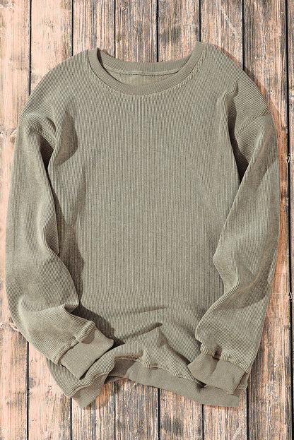 Ribbed Drop Sleeve Pullover Sweatshirt (S-2XL - 6 Colors)