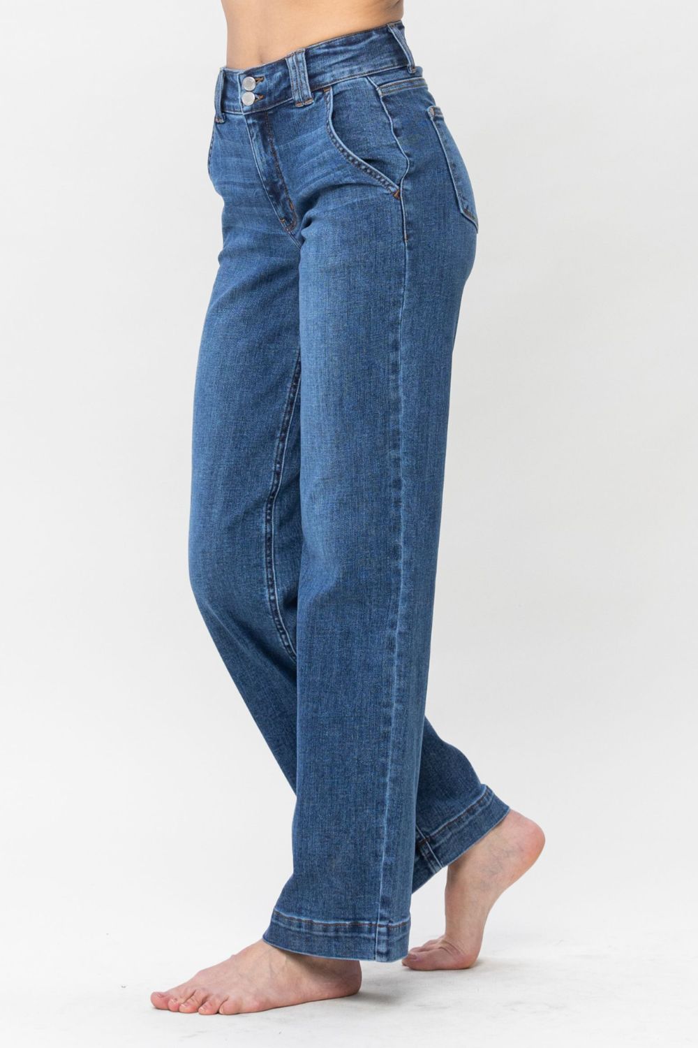 Judy Blue Double Button Wide Leg Jeans (0-24W)