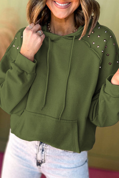 Stud Detail Kangaroo Drawstring Hoodie (S-2XL)