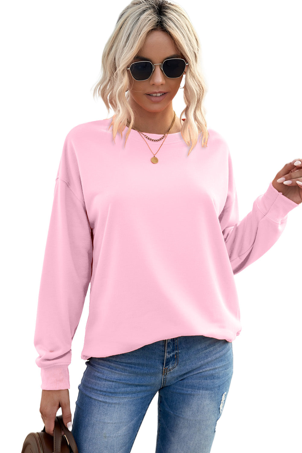 Blank Solid Knit Crew Neck Long Sleeve (S-2XL - 2 colors)