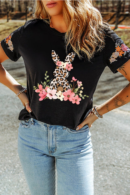 Easter Bunny Floral Graphic Tee (XS-2XL)