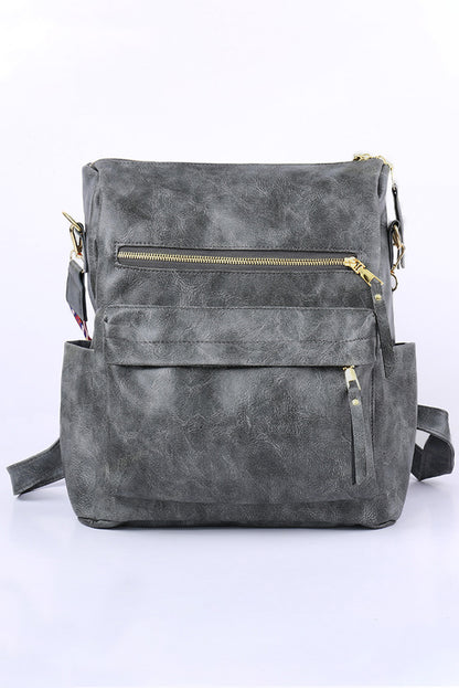 Dark Grey Aztec Strap Backpack