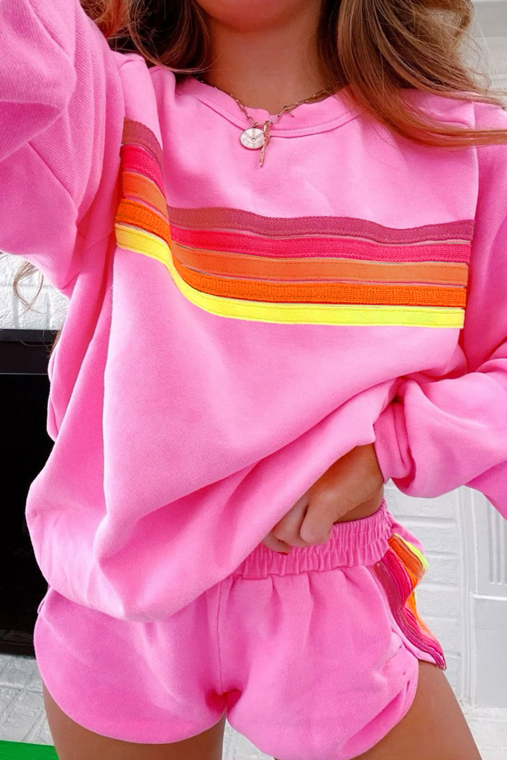 Colorful Striped Long Sleeve + Shorts Set (S-3XL - 4 Colors)