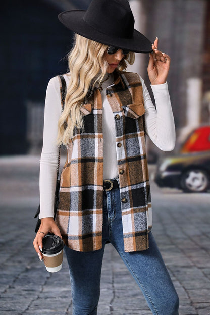 Plaid Button Up Vest (S-2XL - 4 Colors)