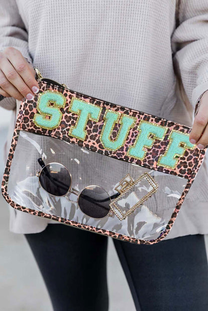 STUFF Animal Print Transparent Zipped Handbag