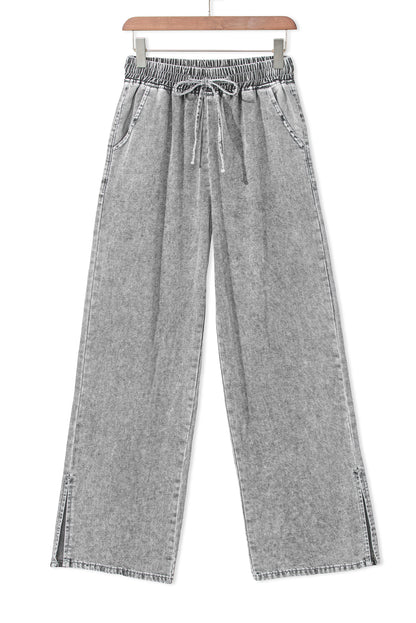 Medium Grey Drawstring Wide Leg Jeans (S-XL)