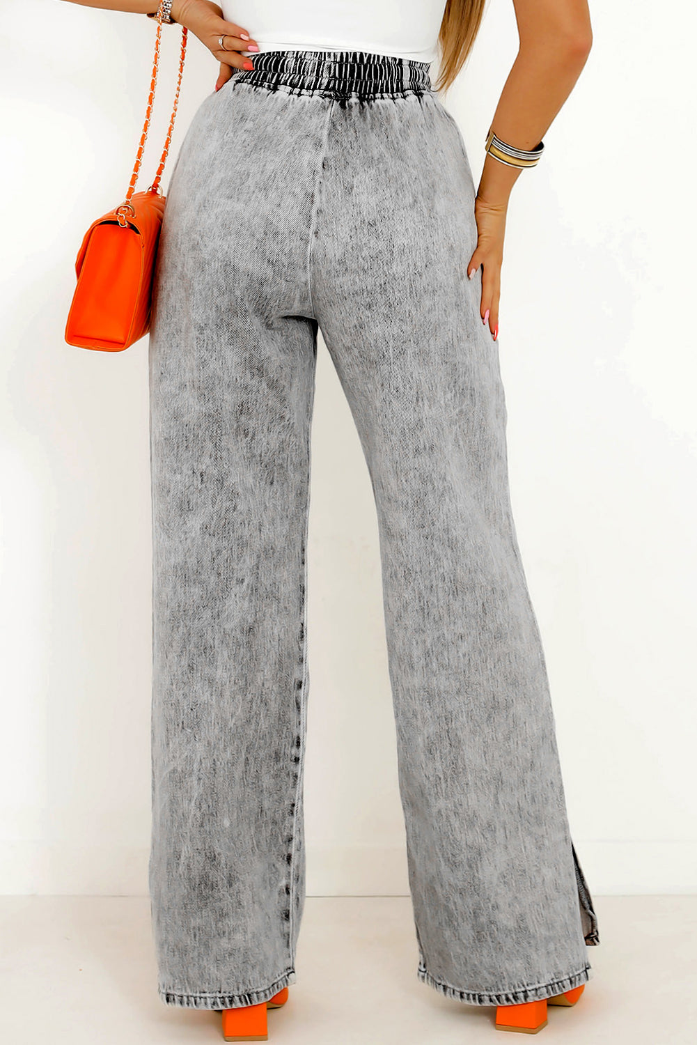 Medium Grey Drawstring Wide Leg Jeans (S-XL)