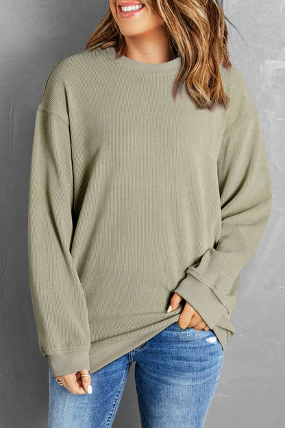 Ribbed Drop Sleeve Pullover Sweatshirt (S-2XL - 6 Colors)