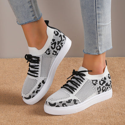 Lace-Up Leopard Flat Sneakers (3 Colors)