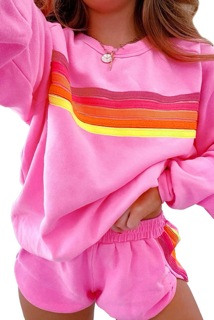 Colorful Striped Long Sleeve + Shorts Set (S-3XL - 4 Colors)