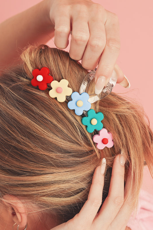 60's Flowers Multi-Color Hair Claw