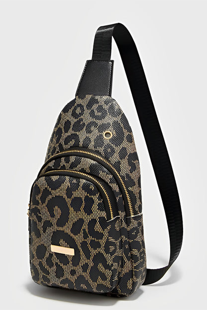 Leopard Leather Zippered Fanny Pack Sling Bag