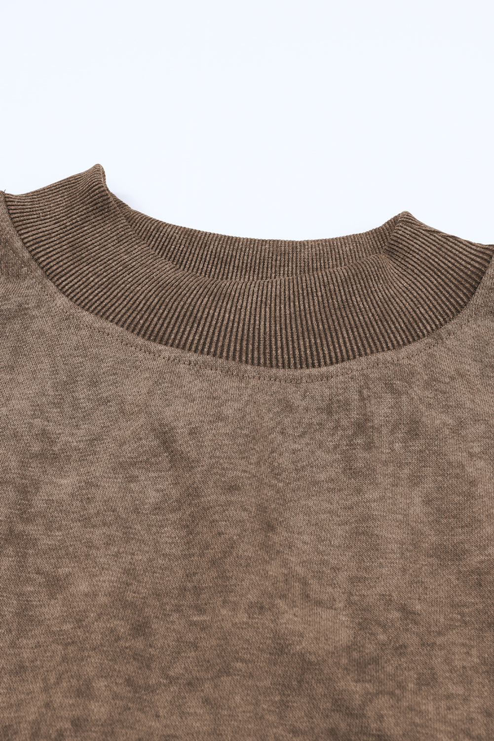 Brown Plain Drop Shoulder Crew Neck Sweatshirt