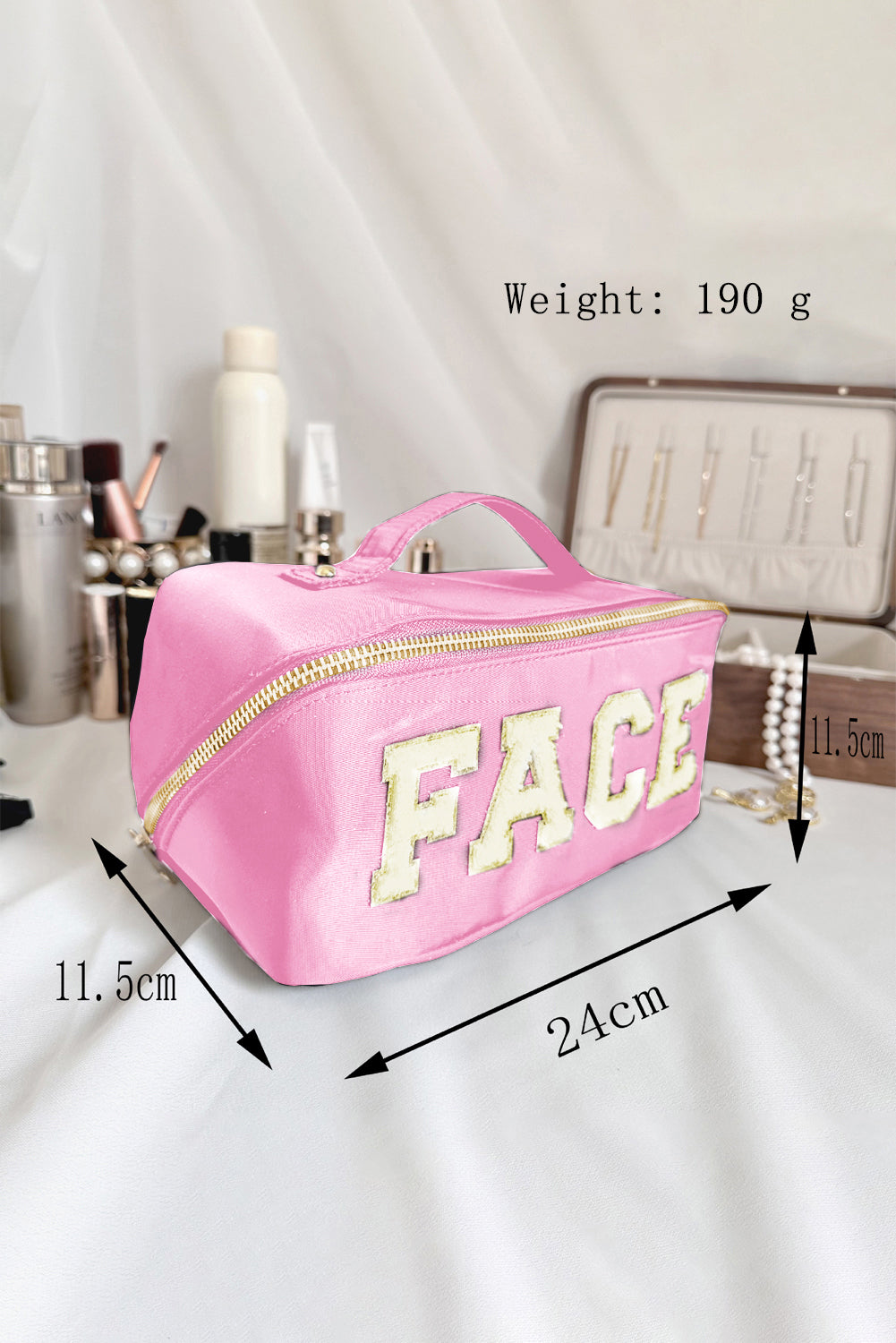 Pirouette Fuzzy FACE Graphic Zipper Portable Makeup Bag