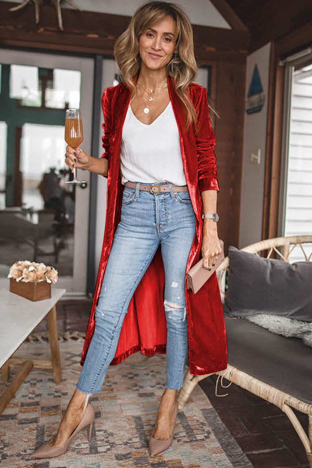 Velvet Open Front Long Cardigan (S-2XL - 3 Colors)