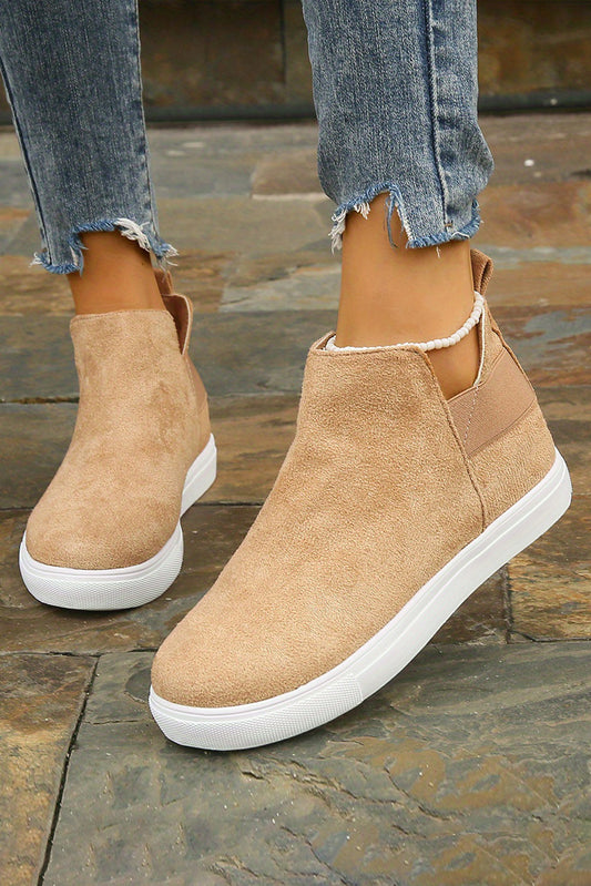 Camel High Top Suede Sneakers