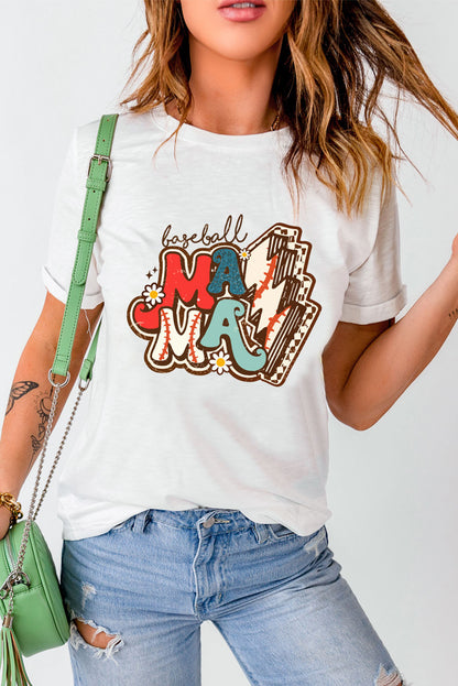 MAMA Baseball Lightning Graphic Round Neck Tee (S-XL)