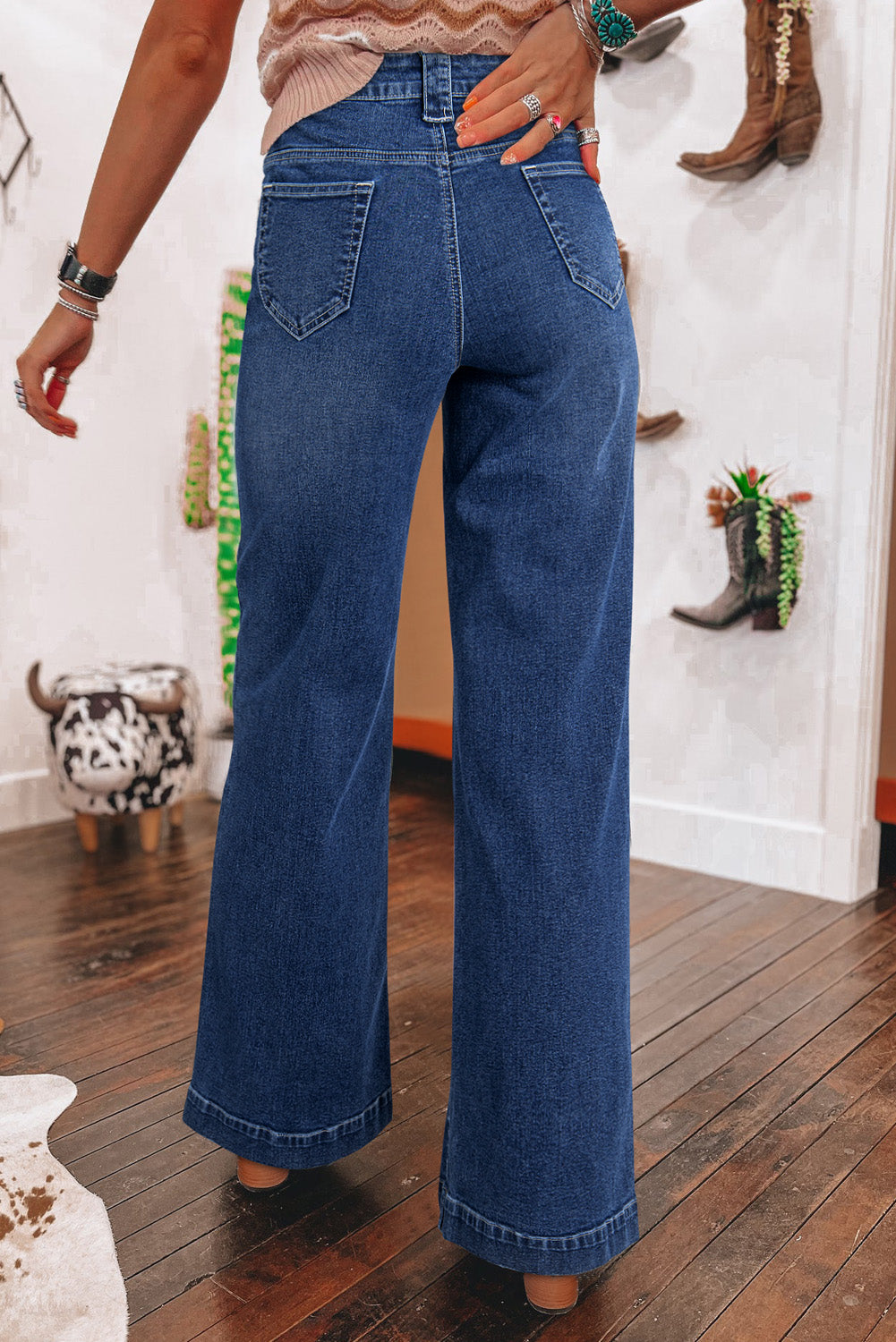 High Waist Front Pocket Wide Leg Jeans (4-16)