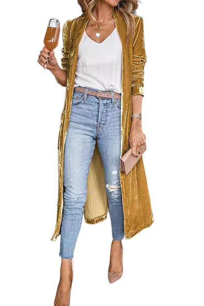 Velvet Open Front Long Cardigan (S-2XL - 3 Colors)