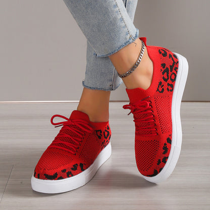 Lace-Up Leopard Flat Sneakers (3 Colors)