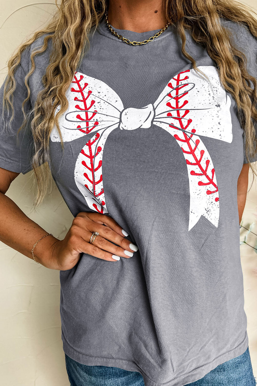 Baseball/Softball Bow Graphic Tee (S-2XL - 2 Styles)