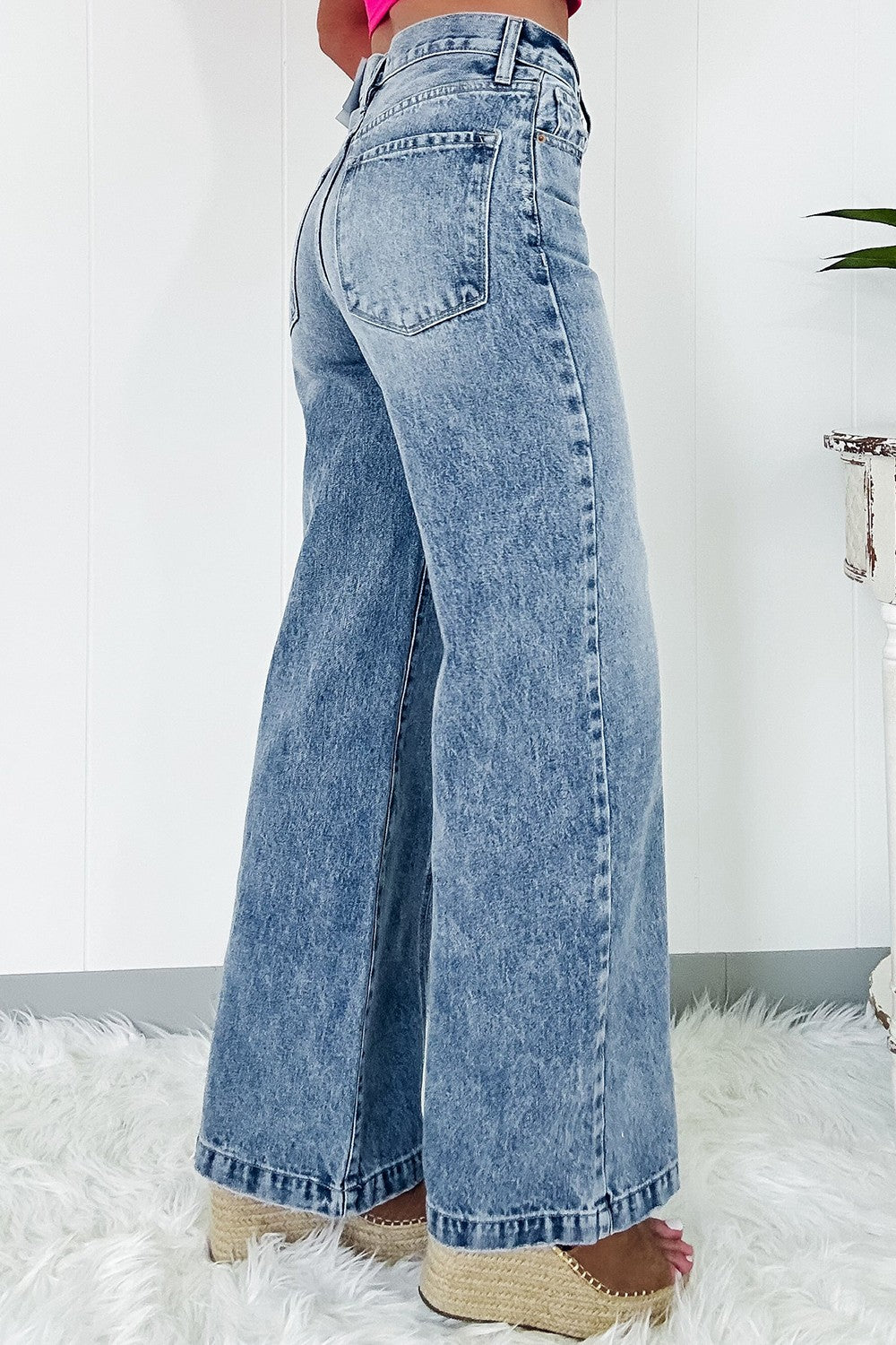 Seamed High Waist Wide Leg Jeans