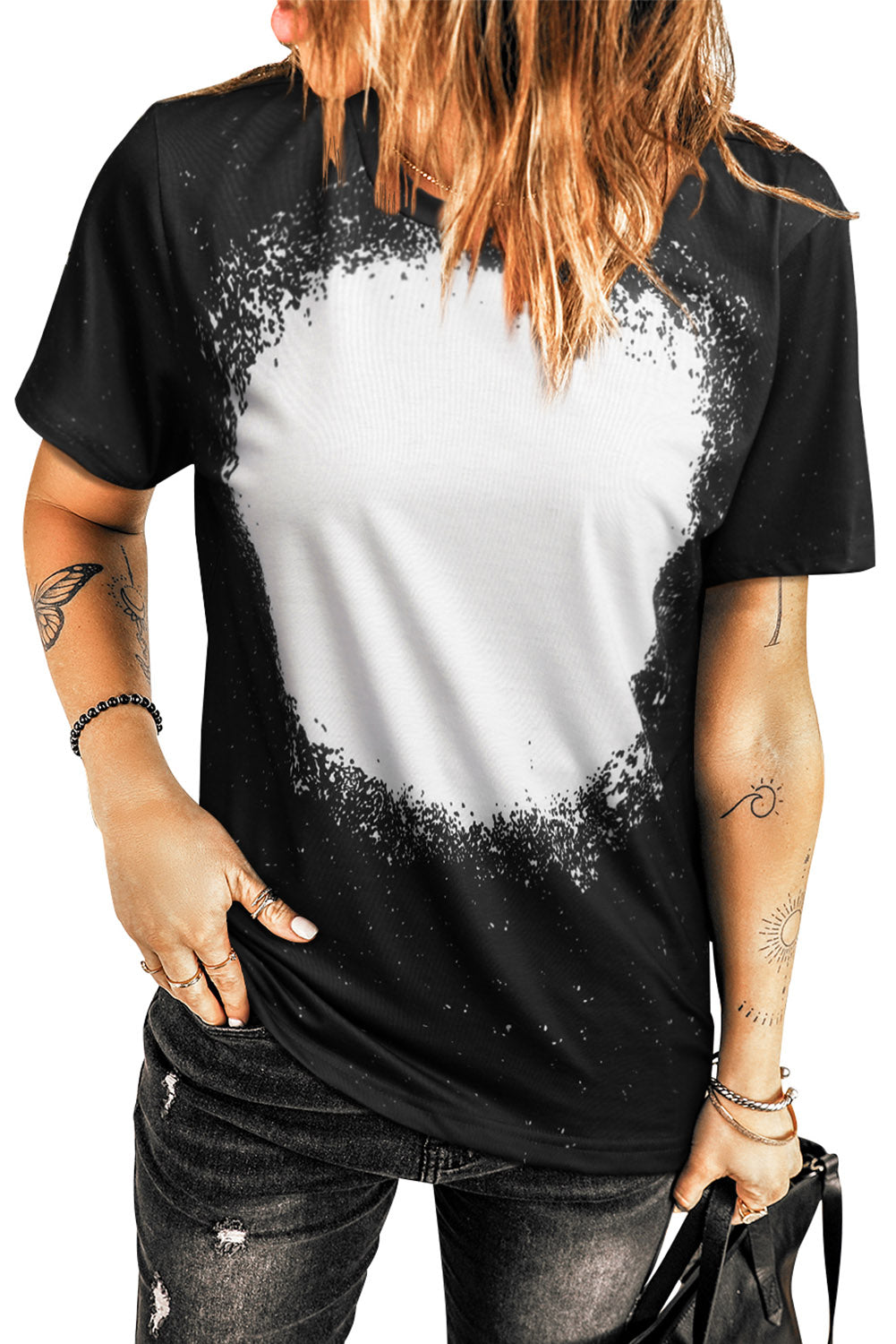 Blank Black Short Sleeve Bleached T-Shirt (S-2XL)