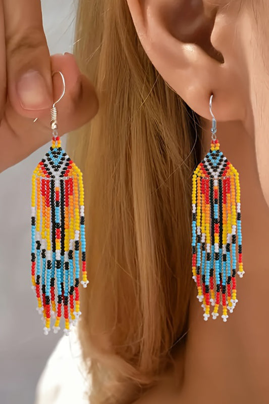 Boho Colorful Beaded Tassel Earrings