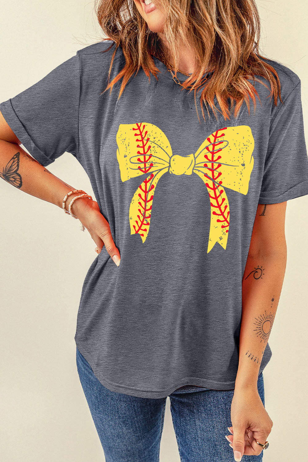 Baseball/Softball Bow Graphic Tee (S-2XL - 2 Styles)