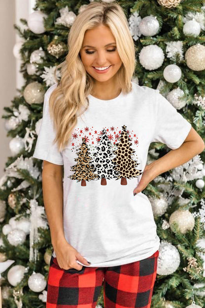 Leopard Christmas Tree Graphic Tee (S-3XL)