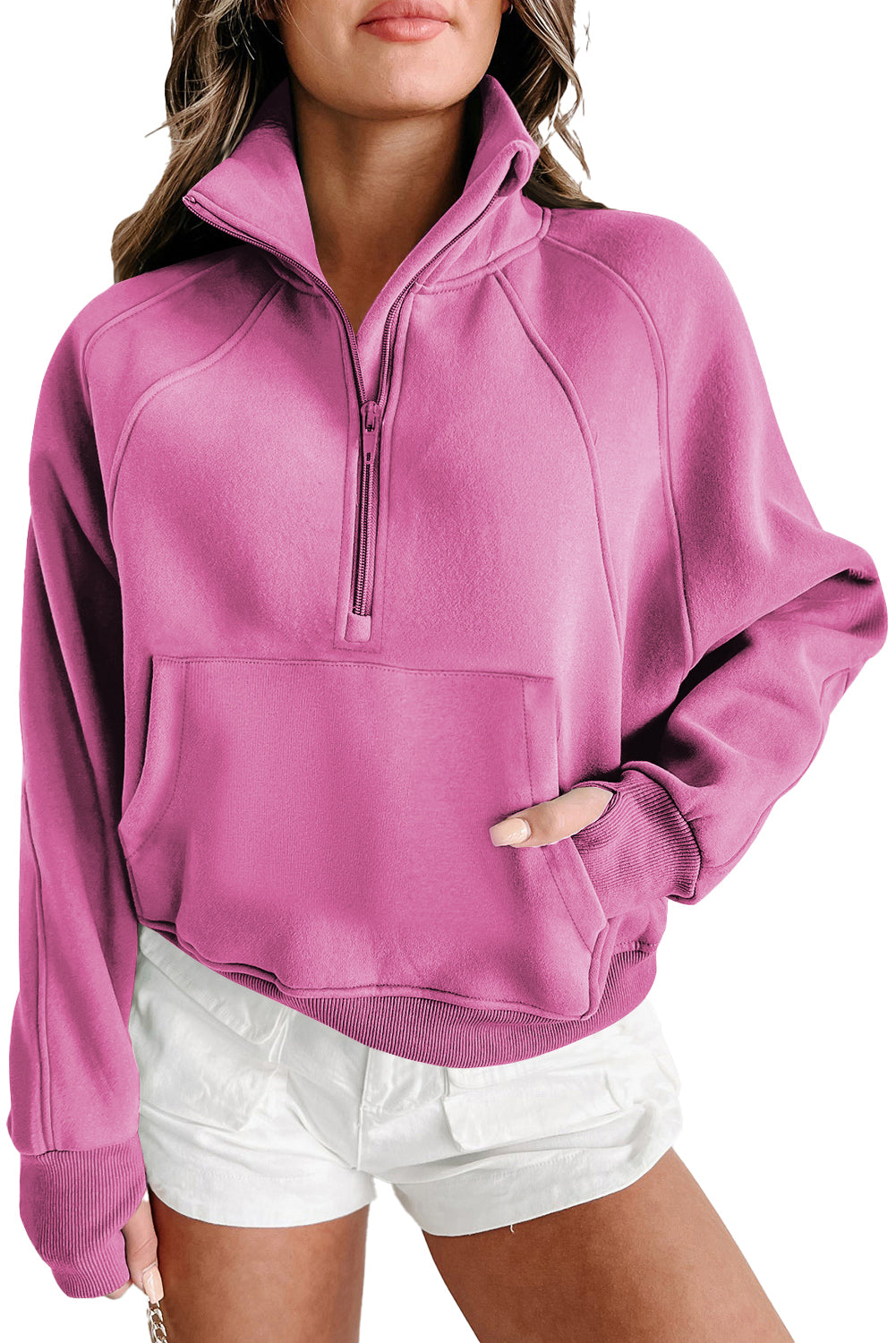 Quarter Zip Flamingo Collar Sweatshirt (S-3XL - 12 Colors)