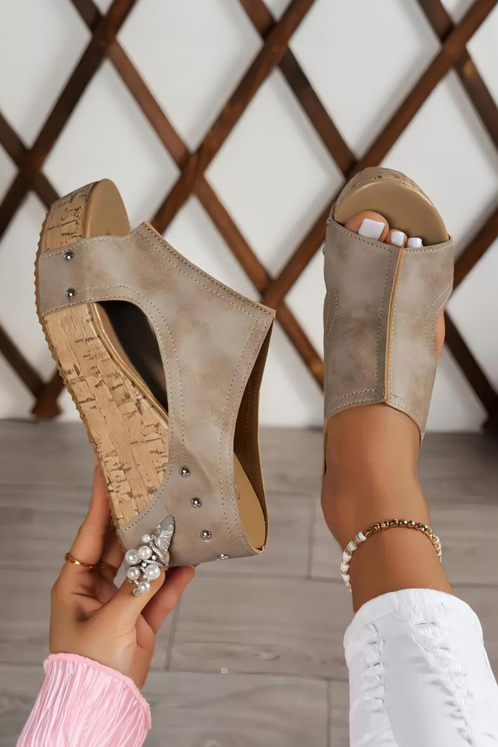 Studded Leather Wedges