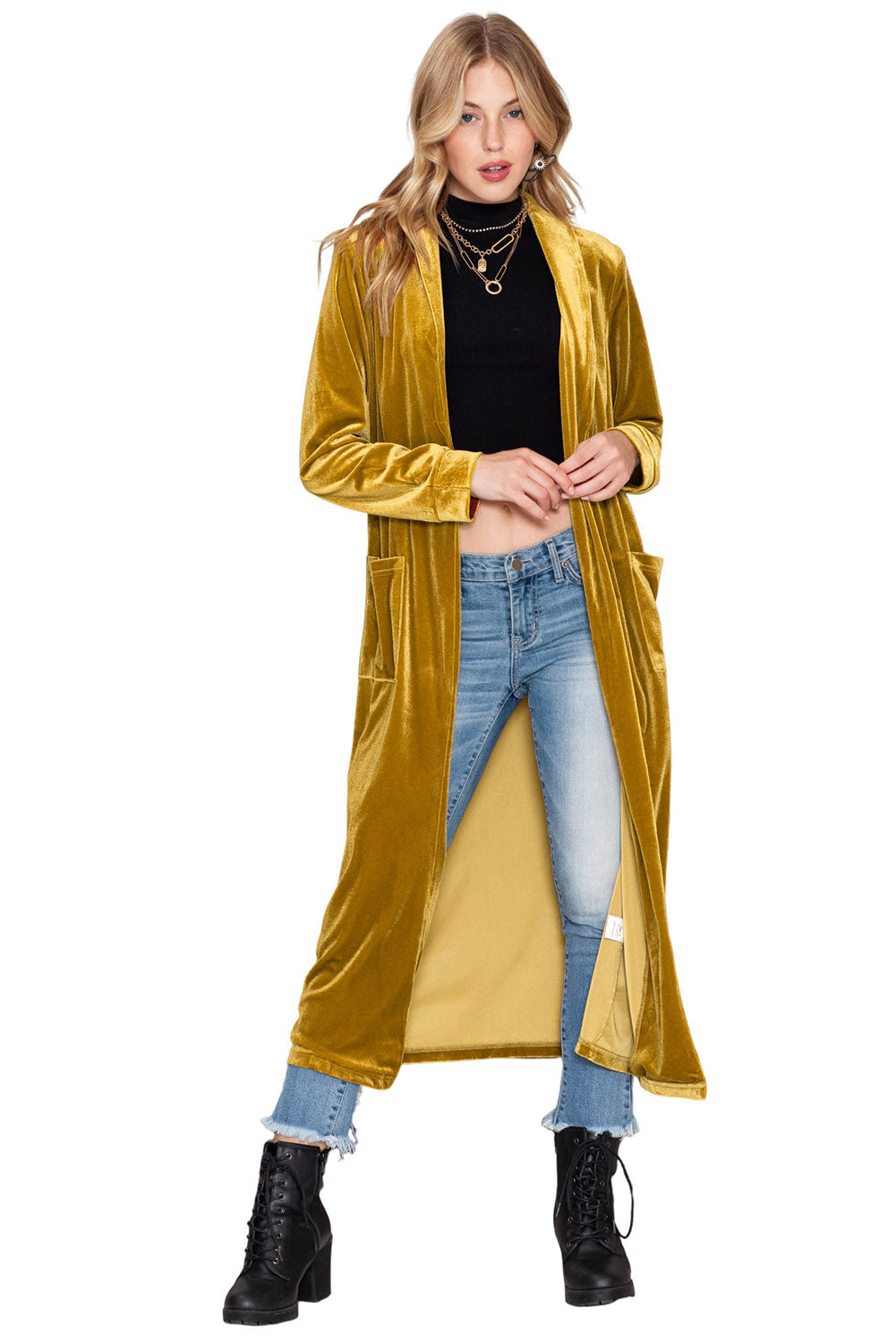 Velvet Open Front Long Cardigan (S-2XL - 3 Colors)