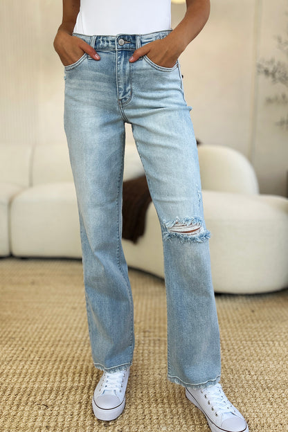 Judy Blue High Waist Distressed Straight Jeans (0-24W)