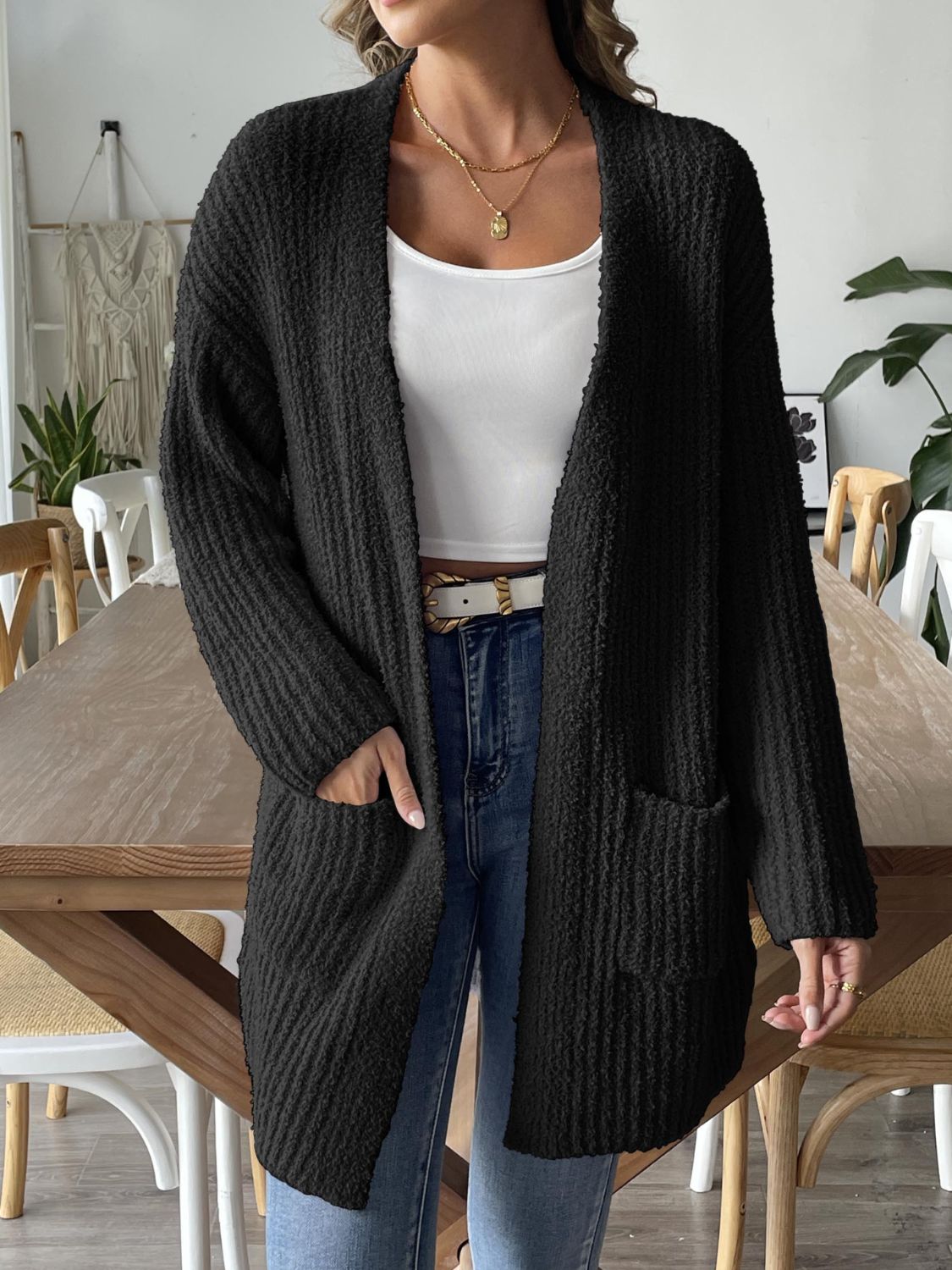 Open Front Long Sleeve Cardigan (S-XL - 3 Colors)