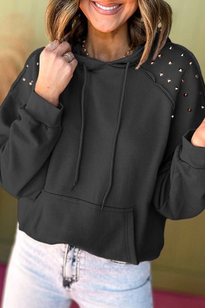 Stud Detail Kangaroo Drawstring Hoodie (S-2XL)