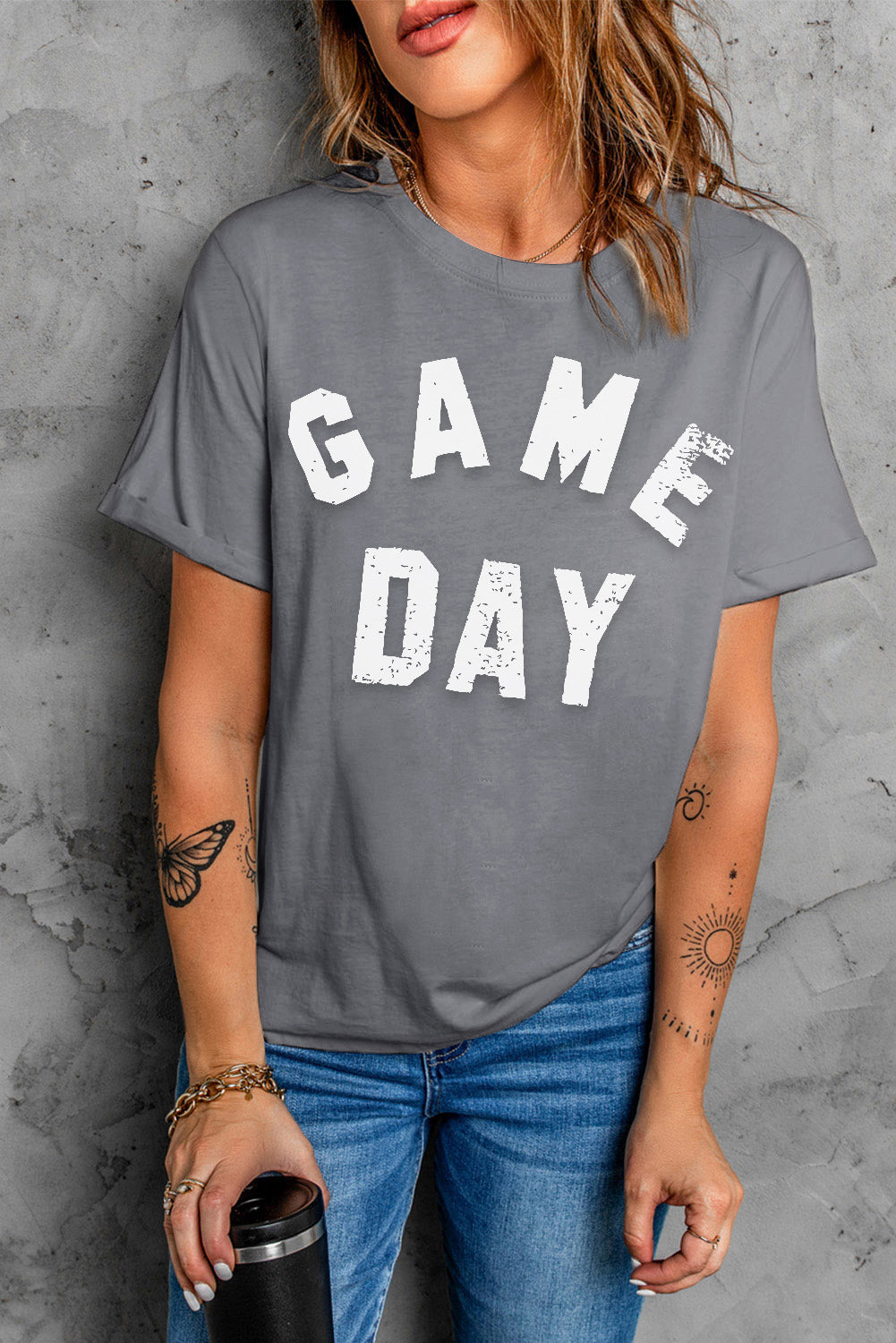 Gray GAME DAY Crewneck Graphic Tee (S-2XL)