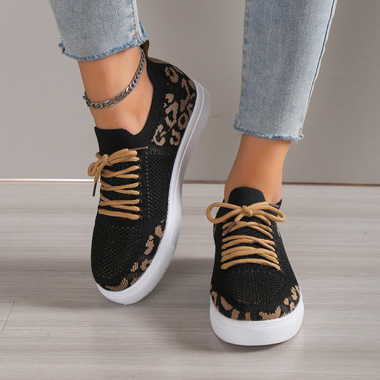 Lace-Up Leopard Flat Sneakers (3 Colors)