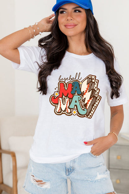 MAMA Baseball Lightning Graphic Round Neck Tee (S-XL)