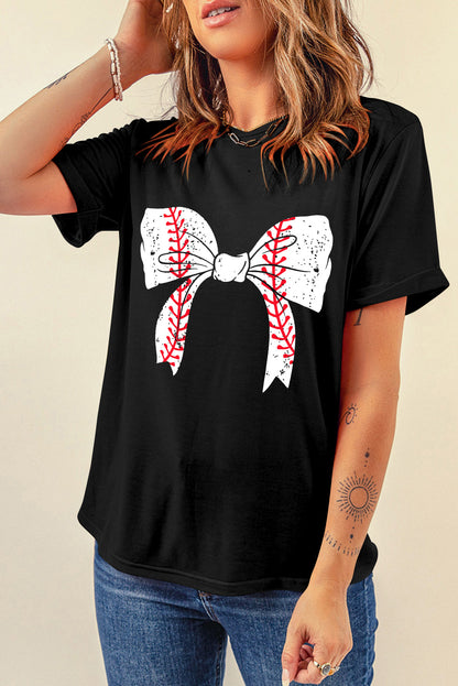 Baseball/Softball Bow Graphic Tee (S-2XL - 2 Styles)