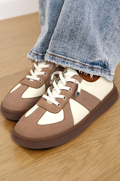 2 Tone Leatherette Patchwork Sneakers