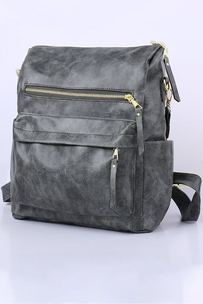 Dark Grey Aztec Strap Backpack