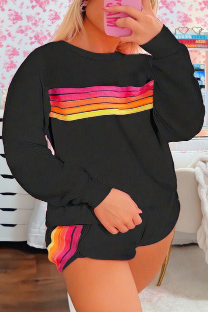 Colorful Striped Long Sleeve + Shorts Set (S-3XL - 4 Colors)