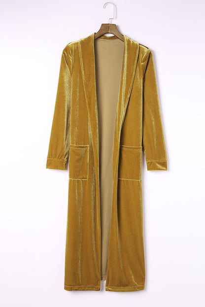 Velvet Open Front Long Cardigan (S-2XL - 3 Colors)