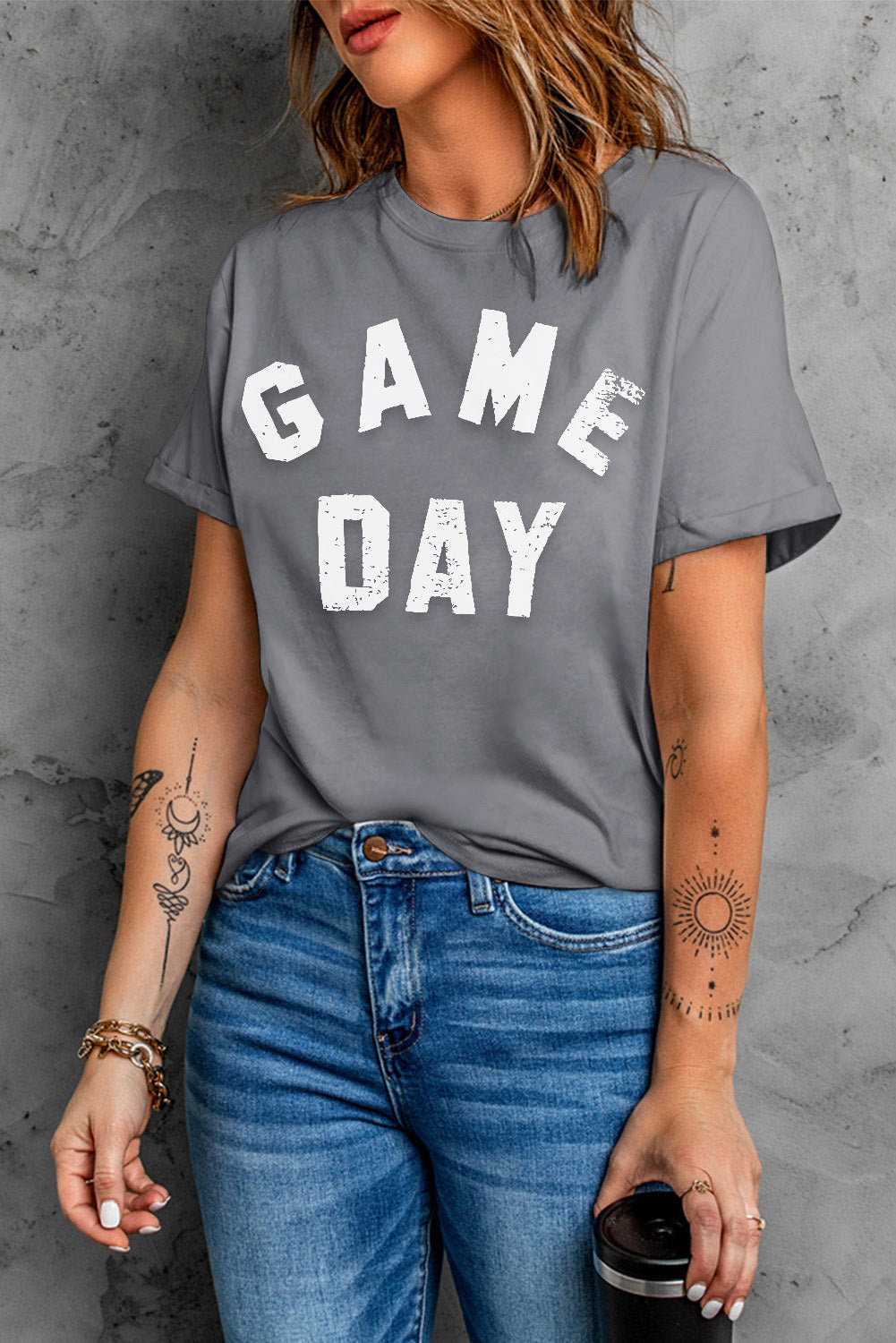 Gray GAME DAY Crewneck Graphic Tee (S-2XL)